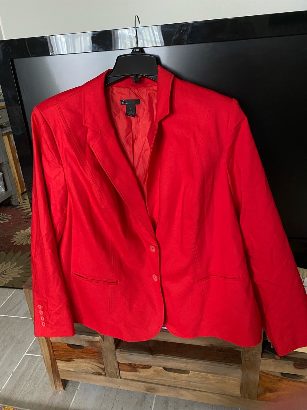 Lane Bryant lined cotton blend red blazer jacket coat size 28